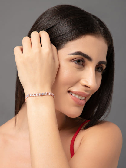 Double Row Chained Adjustable Slider Diamond Zirconia Bracelet