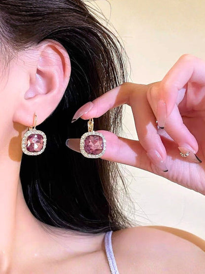 Ethonica Crystal Halo Lever-Back Earring