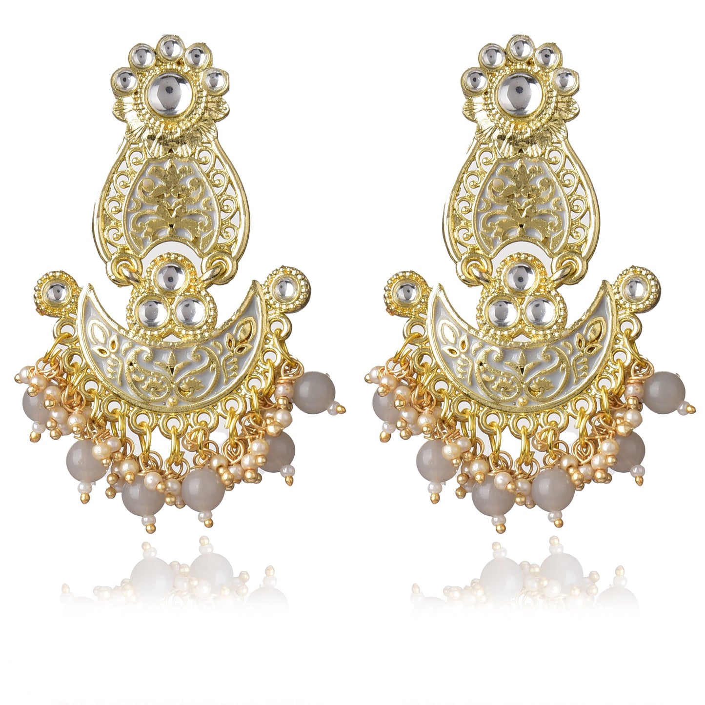 Pearls Enameling Multiple Layered Chandbali Earring