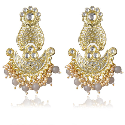 Pearls Enameling Multiple Layered Chandbali Earring