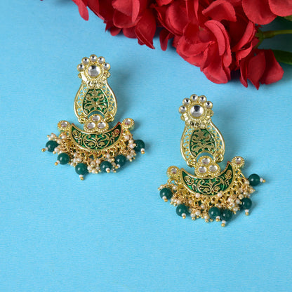 Pearls Enamelling Mutiple Layered Chandbali Earring