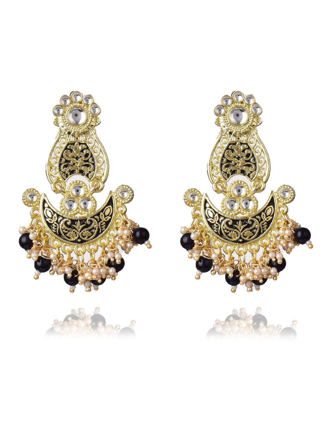Pearls Enamelling Mutiple Layered Chandbali Earring
