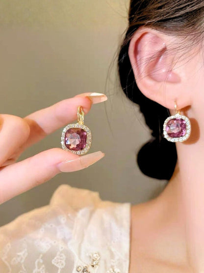 Ethonica Crystal Halo Lever-Back Earring