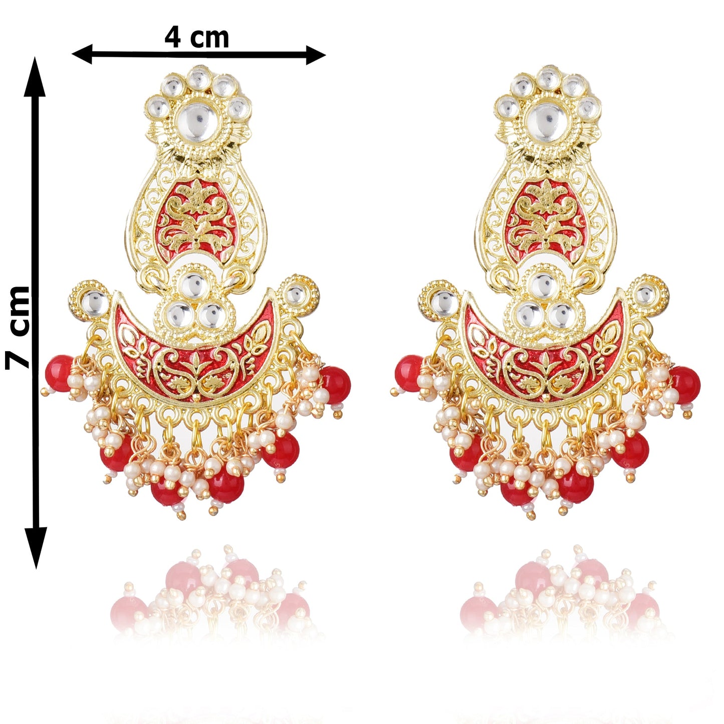 Pearls Enamelling Mutiple Layered Chandbali Earring