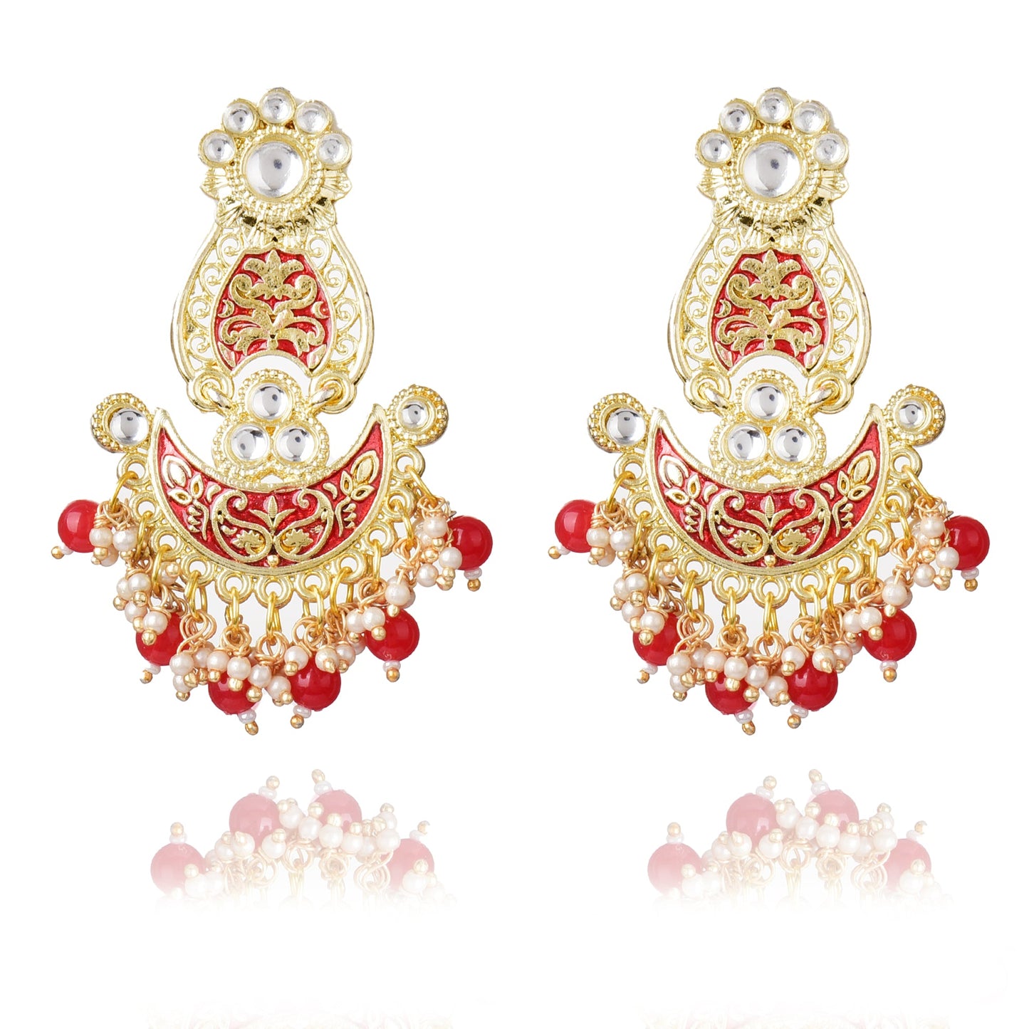Pearls Enamelling Mutiple Layered Chandbali Earring