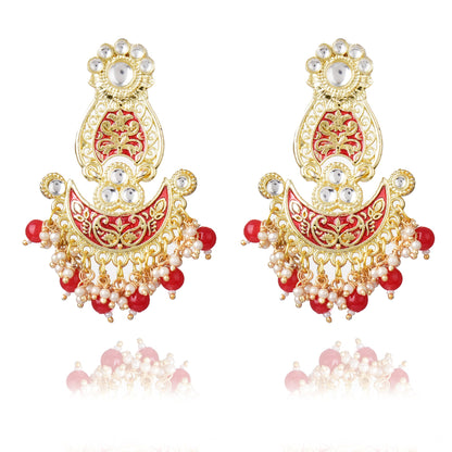 Pearls Enamelling Mutiple Layered Chandbali Earring