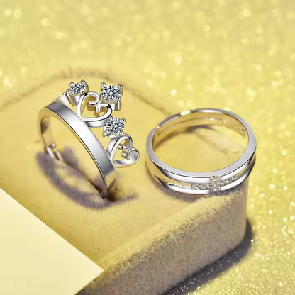 Zircon Crown Shape Lovers Couple Rings Jewelry