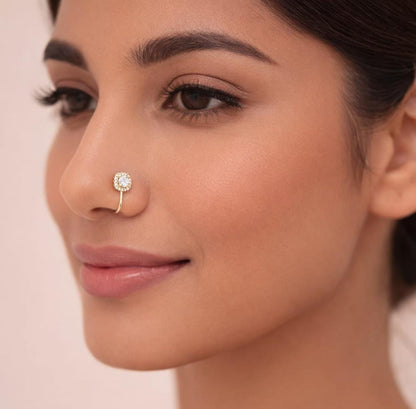Ethonica Square Shape Gold-plated Non Piercing Nose Ring