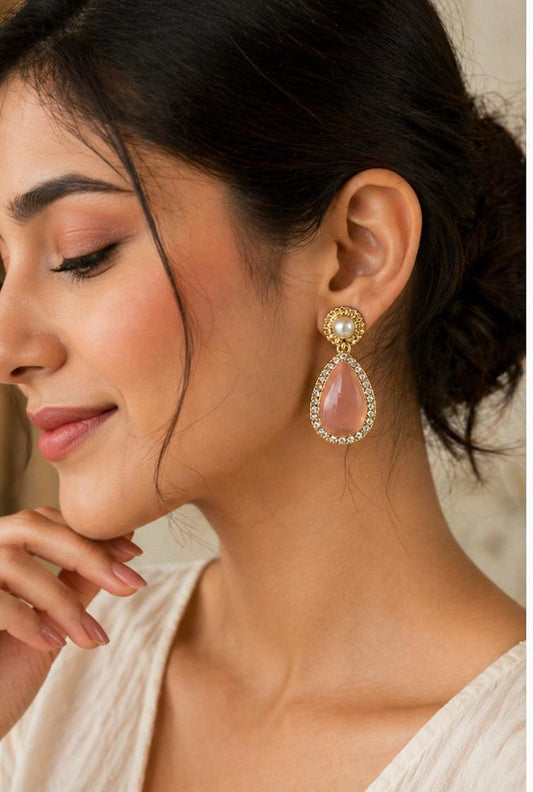 Pink Diamond Stud Earrings Amethyst Alloy Drops & Danglers