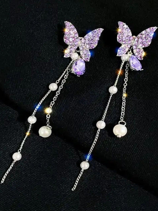 Crystal Butterfly Drop Earrings