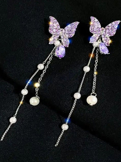 Crystal Butterfly Drop Earrings