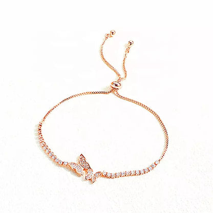 Butterfly Charm Adjustable Diamond Cubic Zirconia Tennis Bracelet