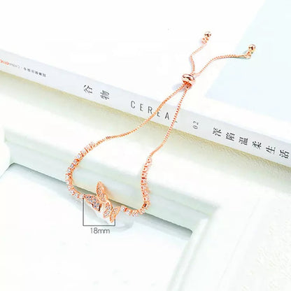 Butterfly Charm Adjustable Diamond Cubic Zirconia Tennis Bracelet
