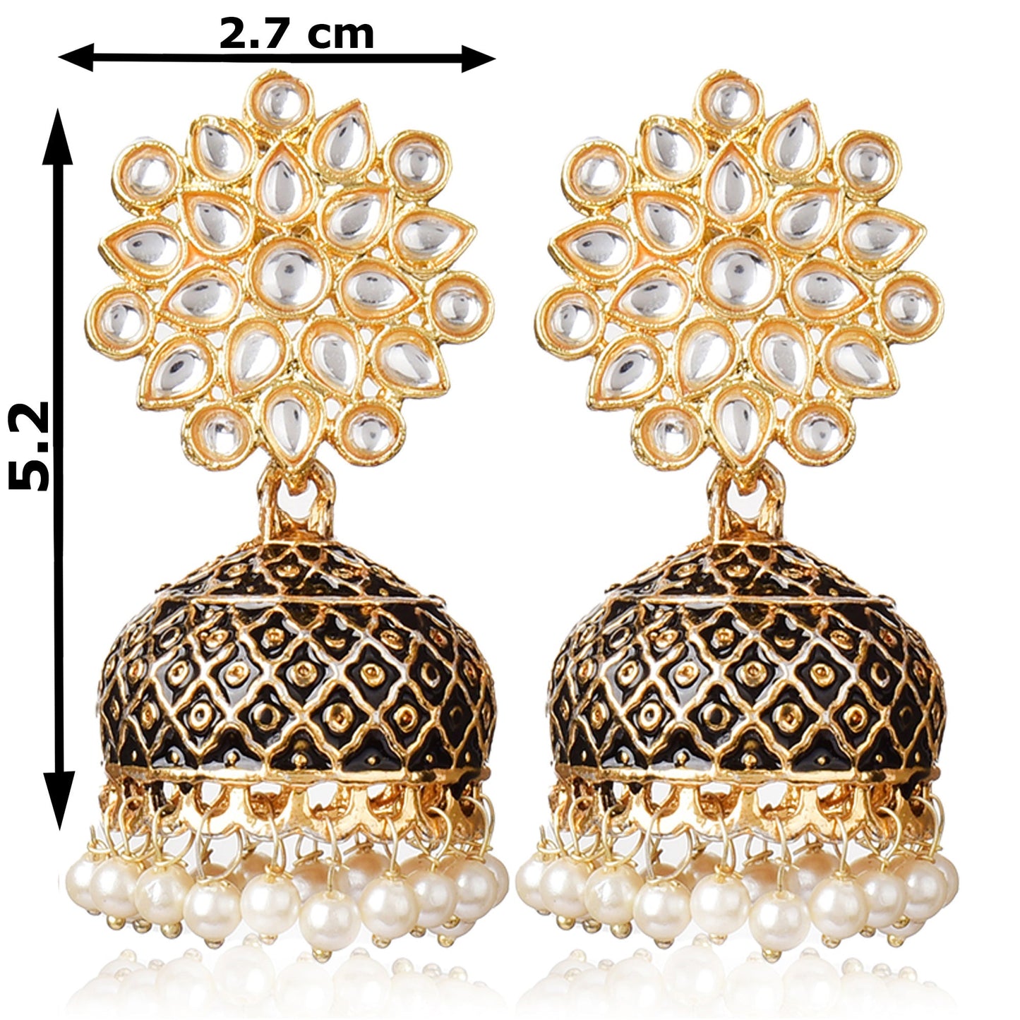 Gold Plated Brass Kundan Stones Earrings