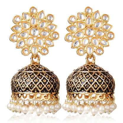 Gold Plated Brass Kundan Stones Earrings