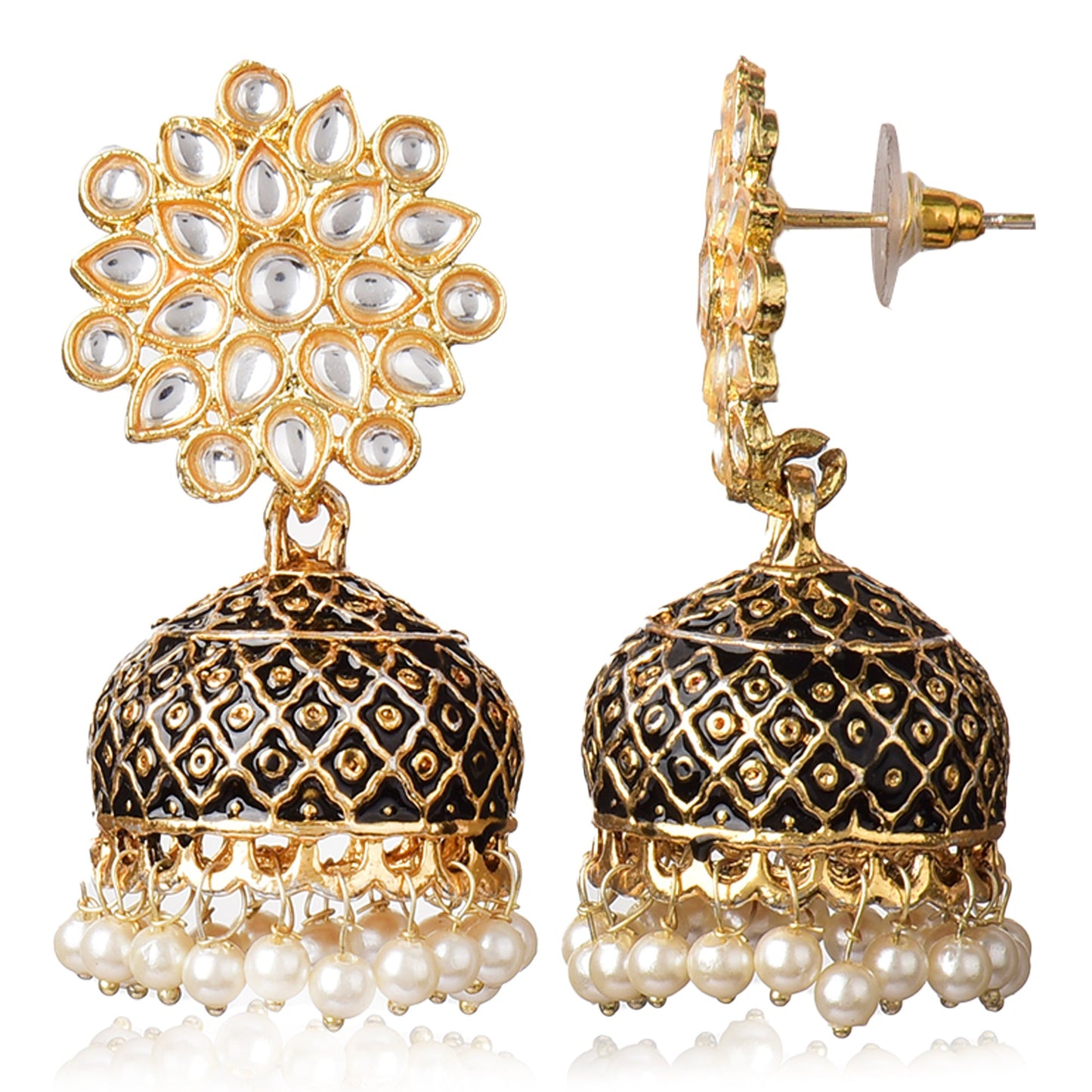 Gold Plated Brass Kundan Stones Earrings