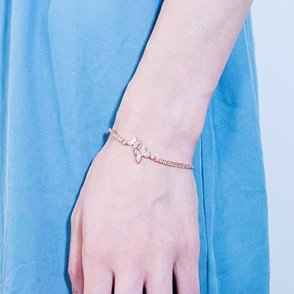 Butterfly Charm Adjustable Diamond Cubic Zirconia Tennis Bracelet