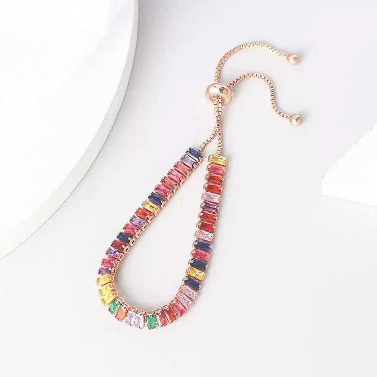 Adjustable Colourful Cubic Zirconia Tennis bracelet