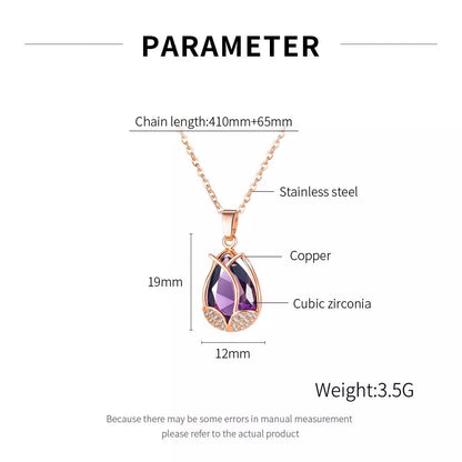 Flower Teardrop Stone Cubic Zirconia Pendant Necklace