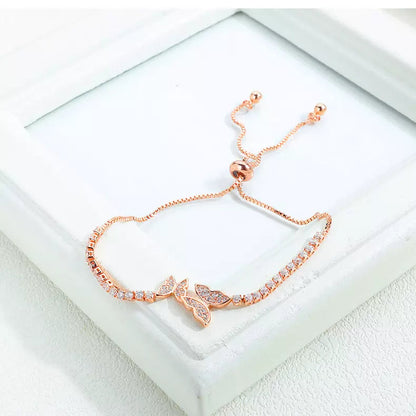 Butterfly Charm Adjustable Diamond Cubic Zirconia Tennis Bracelet
