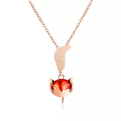 18k Gold Plated Non Tarnish Stainless Steel Cute Fox Animal Pendant Necklace