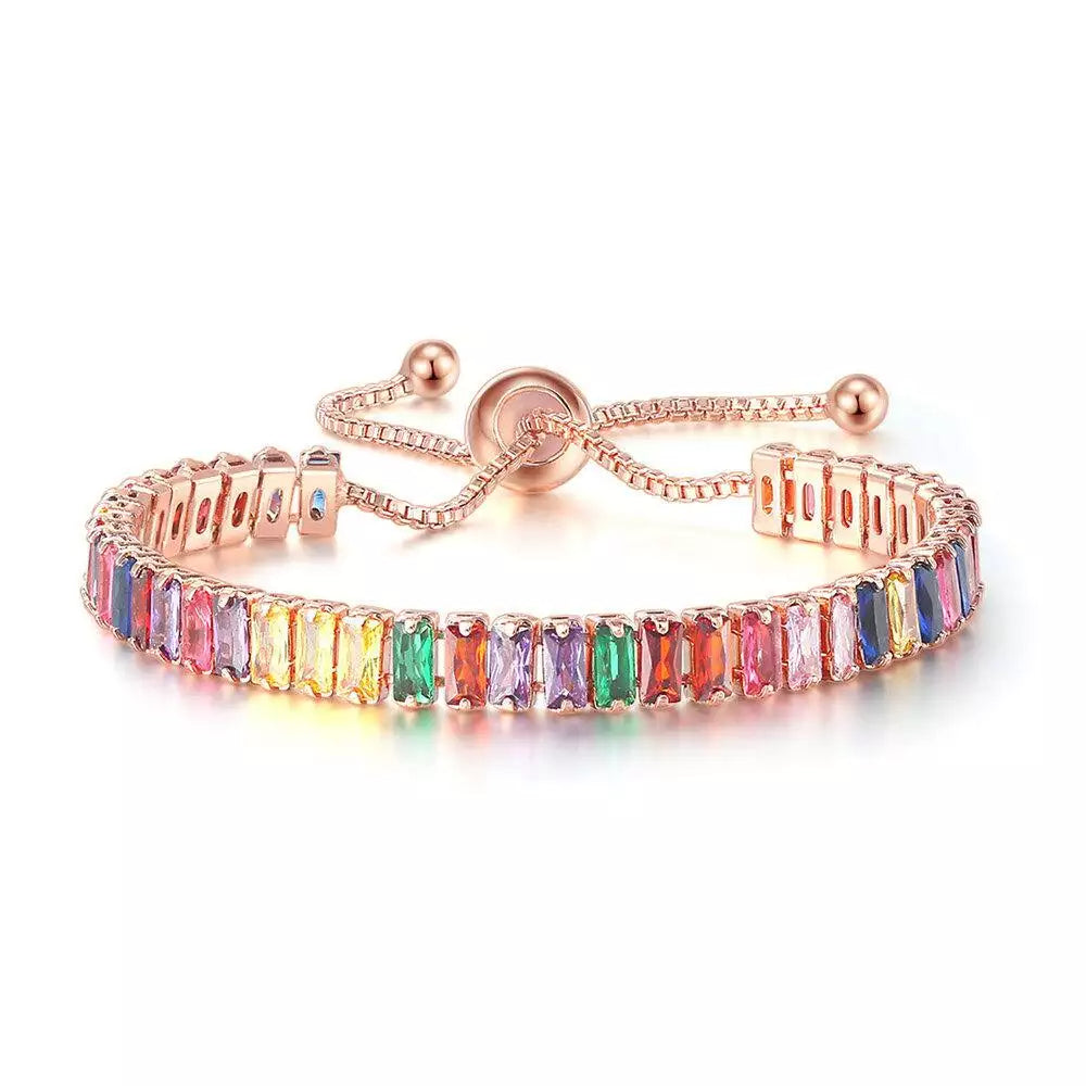 Adjustable Colourful Cubic Zirconia Tennis bracelet