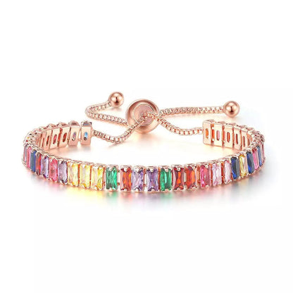 Adjustable Colourful Cubic Zirconia Tennis bracelet