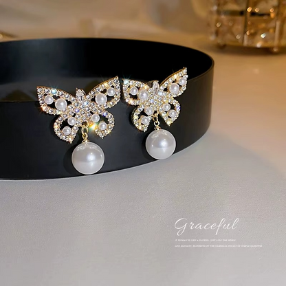 Ethonica Butterfly Stud Earrings, Pavé Crystal