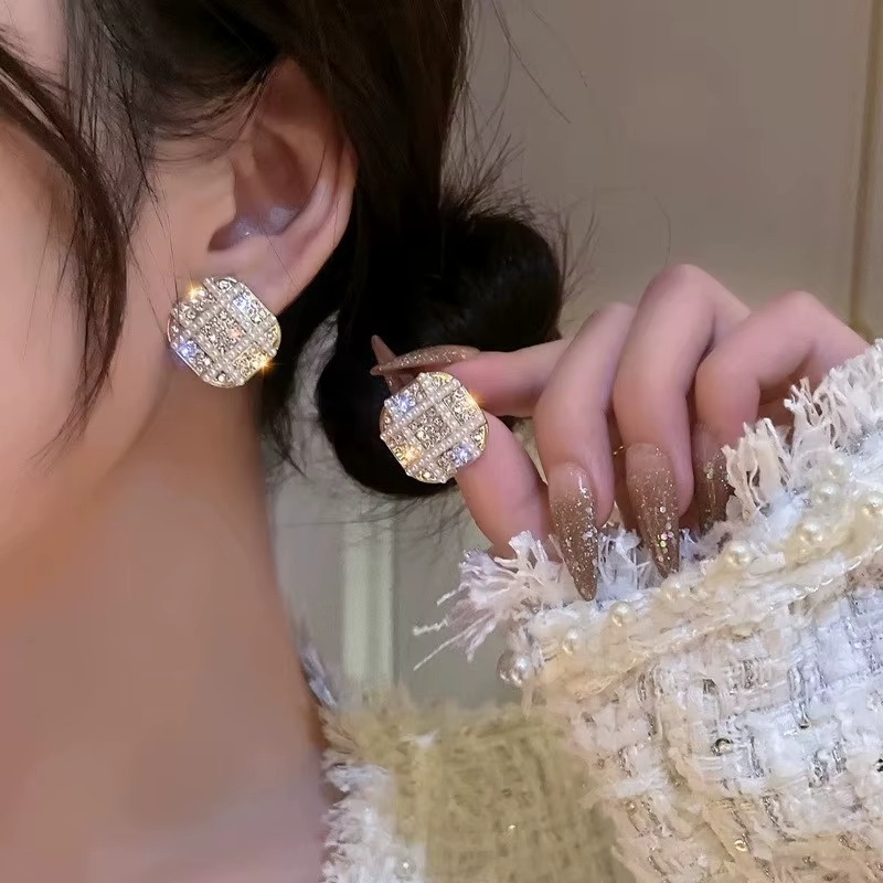 Gold-Tone Crystal and Pearl Embellished Stud Earrings