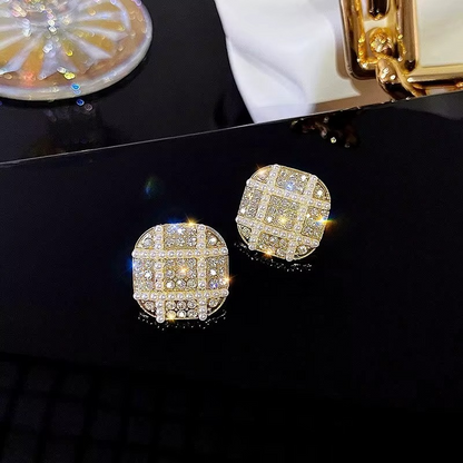 Gold-Tone Crystal and Pearl Embellished Stud Earrings