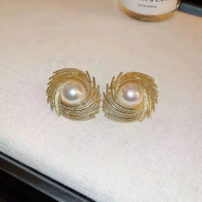 Ethonica Gold Plated Stud with Simulated Pearl