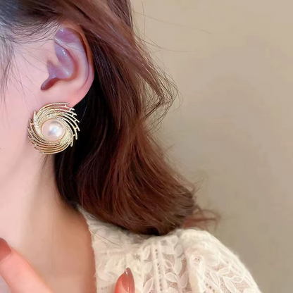 Ethonica Gold Plated Stud with Simulated Pearl