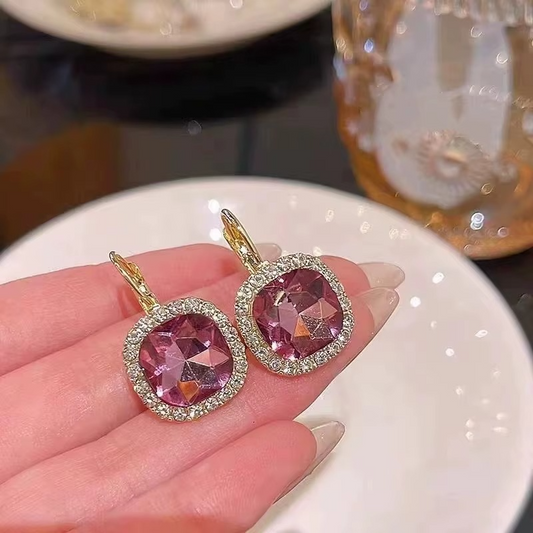 Ethonica Crystal Halo Lever-Back Earring