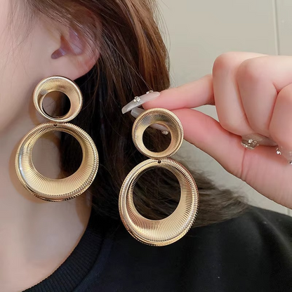 Gold-Tone Double Hoop Drop Earring