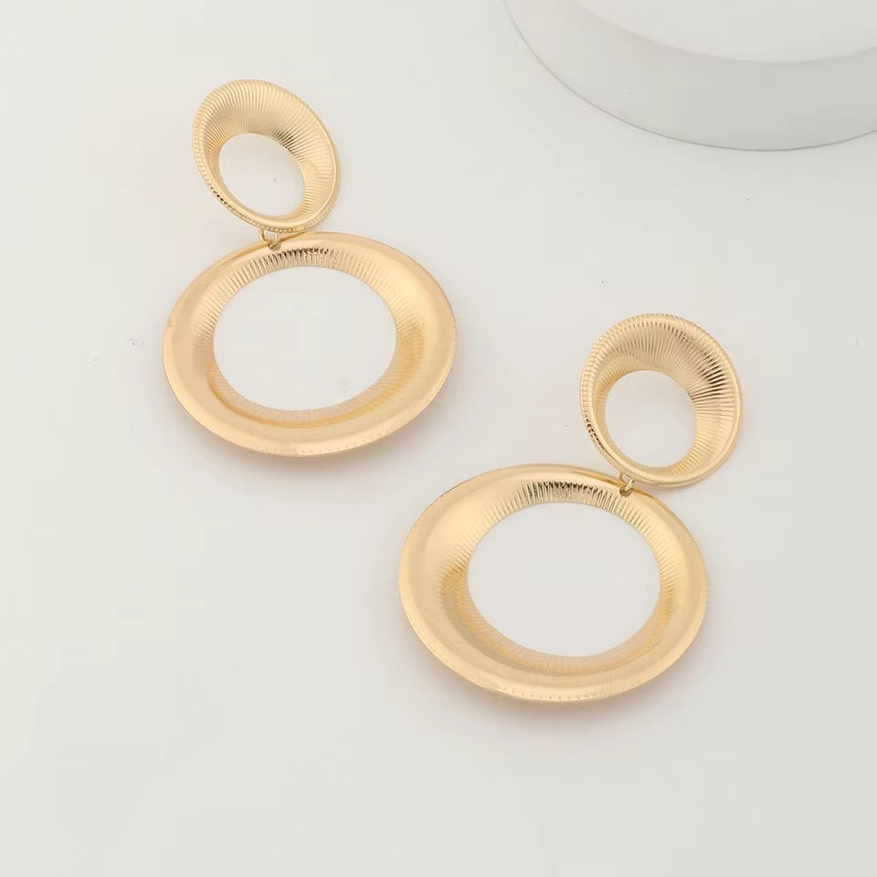 Gold-Tone Double Hoop Drop Earring