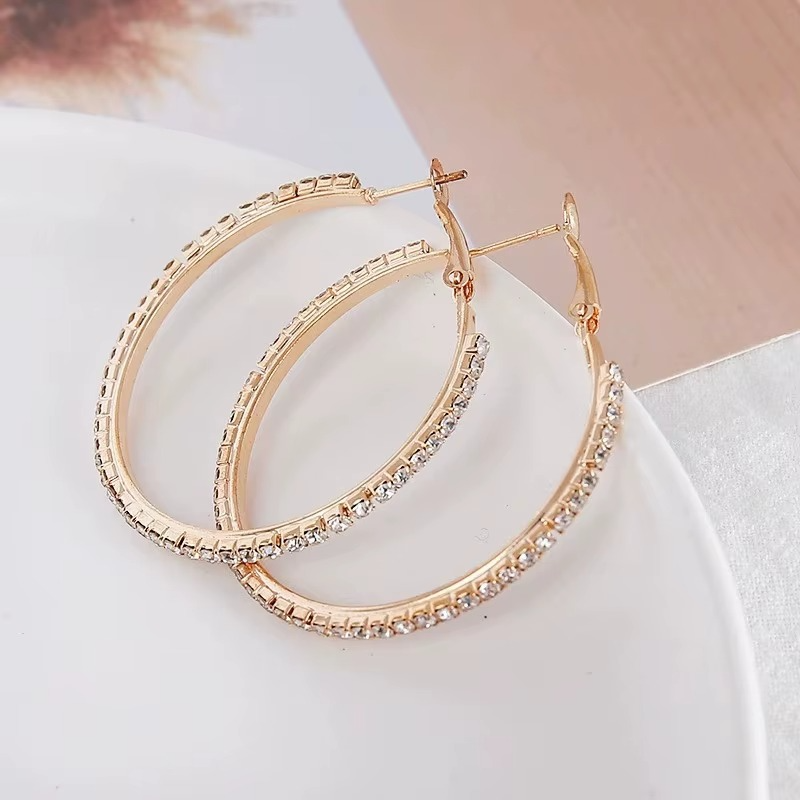 Crystal Rhinestone Hoop Earring, big circle