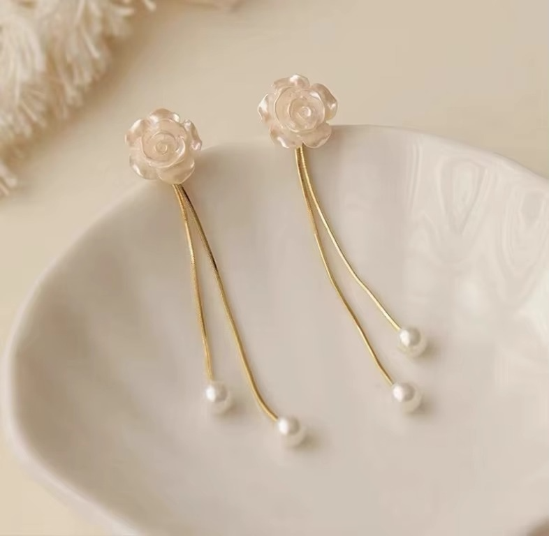 Ethonica Rose Flower Stud Drop Earring