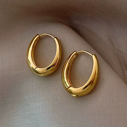Gold-Toned Oval Hoop Earrings