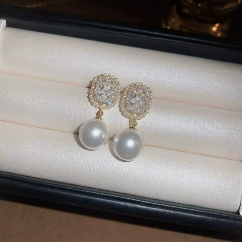 Korea Pearl Diamond Drop Earrings