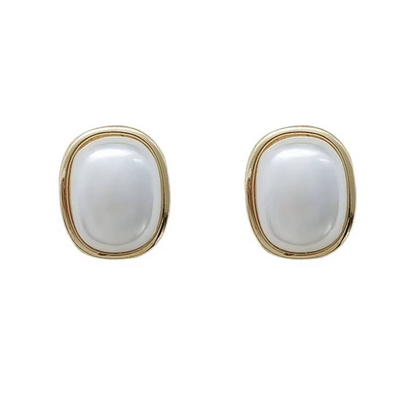 Rectangular Pearl Stud Earrings