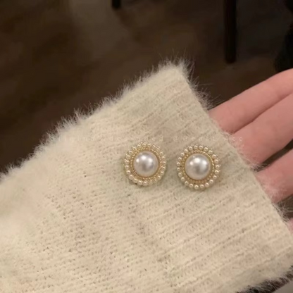 Ethonica White Faux Pearl with Gold-Tone Border