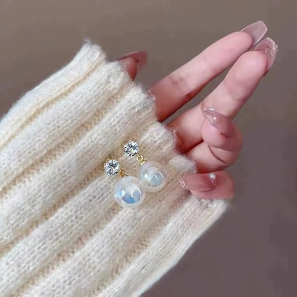 Ethonica Pearl Drop Earrings with Crystal Cubic Zirconia Stud