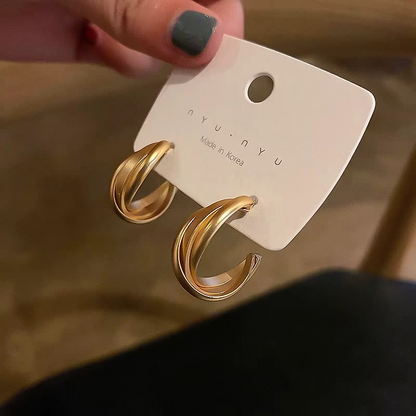 Gold-Tone Triple Twisted Hoop Earring for Women