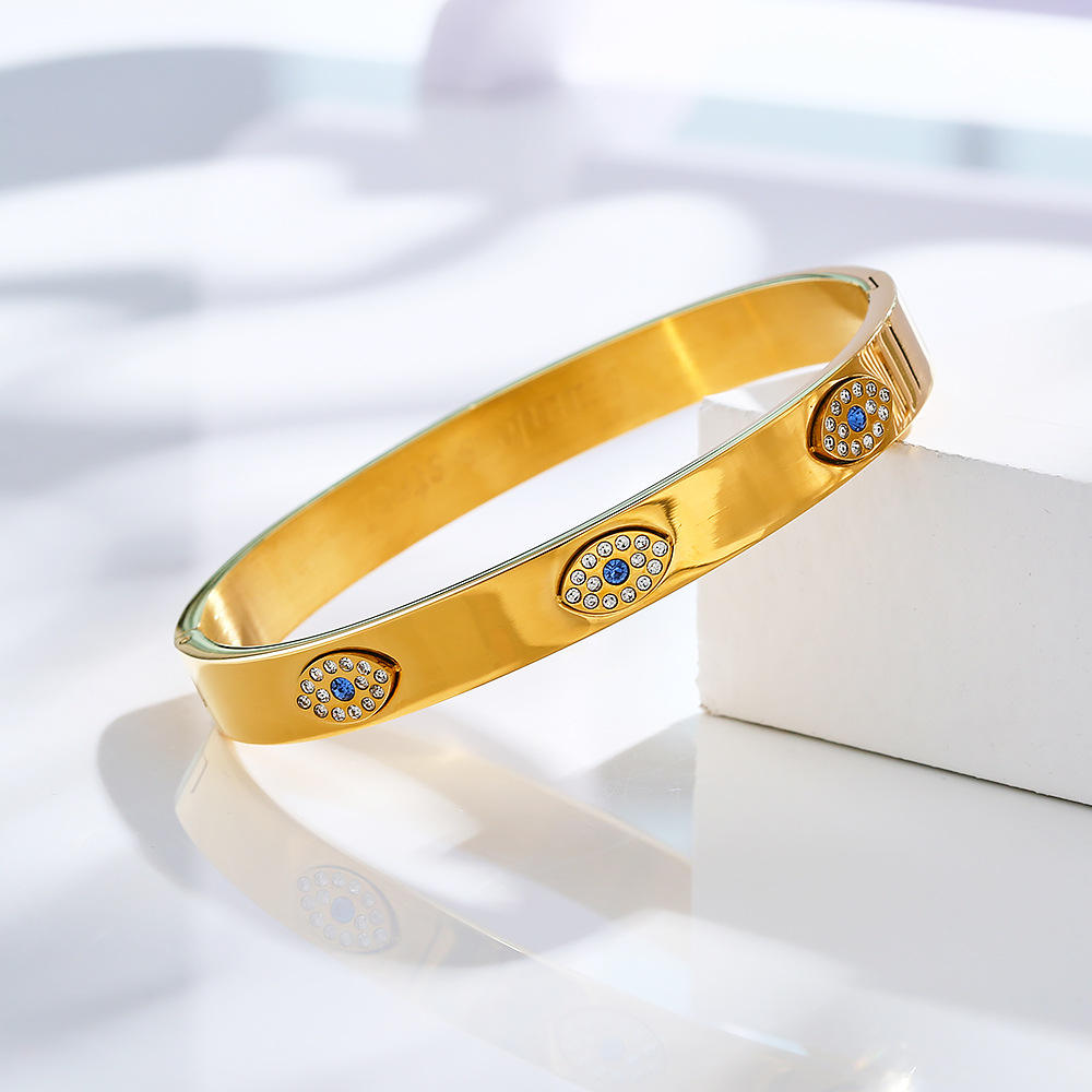 Evil Eye Crystal Zircon Cuff Bangles Bracelet For Women