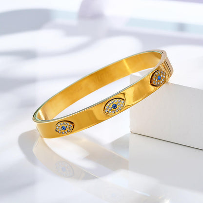 Evil Eye Crystal Zircon Cuff Bangles Bracelet For Women