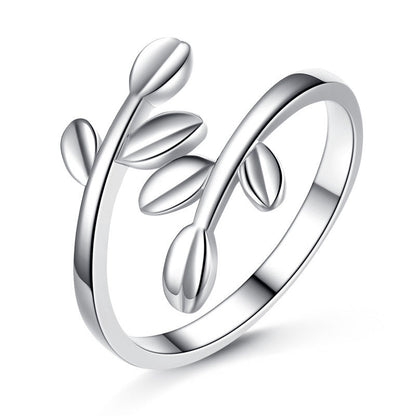 Resizable Leaf Ring In Silver Color