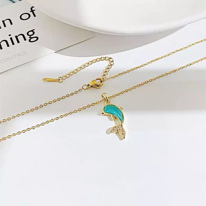 18k Gold Plated Zirconia Whale Shark Necklace Pendant
