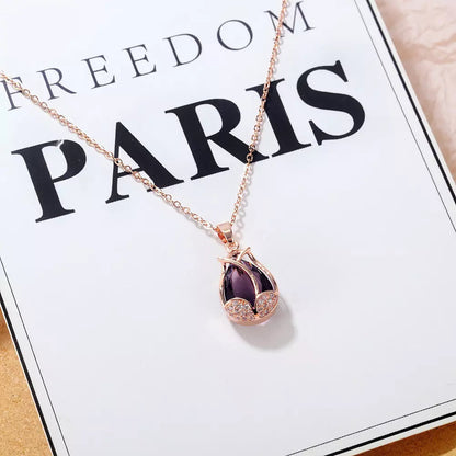 Flower Teardrop Stone Cubic Zirconia Pendant Necklace