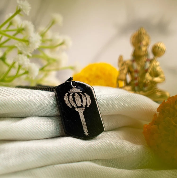 Ram Ram Engraved Gada Pendant with chain