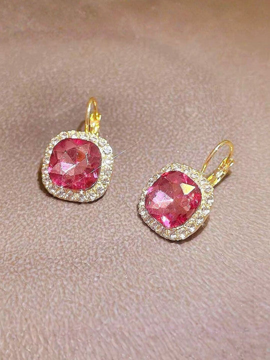 Ethonica Crystal Halo Lever-Back Earring